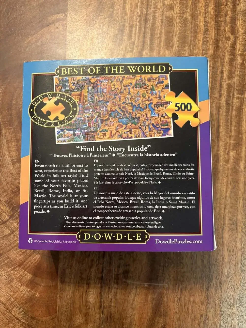 Dowdle Best Of The World 500 Piece Jigsaw Puzzle Multi-Color USA 19.25x26.625